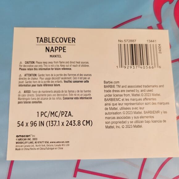 Barbie Tablecover 54” x 96” Plastic Party Tablecloth Malibu Beach Birthday - Picture 4 of 5